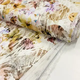Katoenen stof SATIN Maui yellow digital print