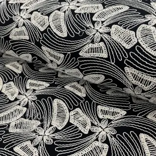 Katoenen stof EMBROIDERY Amia black