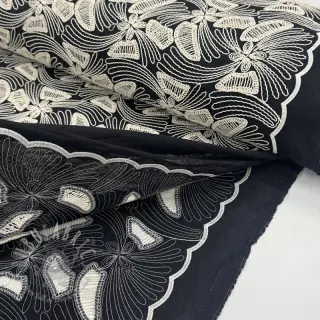 Katoenen stof EMBROIDERY Amia black