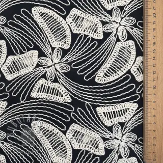 Katoenen stof EMBROIDERY Amia black