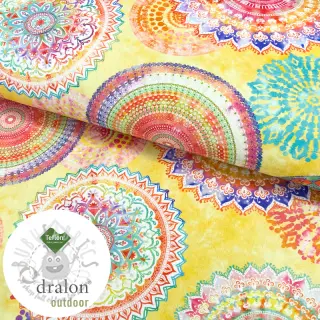 Decoratiestof met teflonbehandeling MANDALA WATERCOLOUR YELLOW