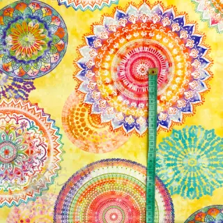 Decoratiestof met teflonbehandeling MANDALA WATERCOLOUR YELLOW
