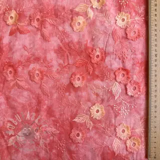 Katoenen stof TIE DYE EMBROIDERY Poppy design K
