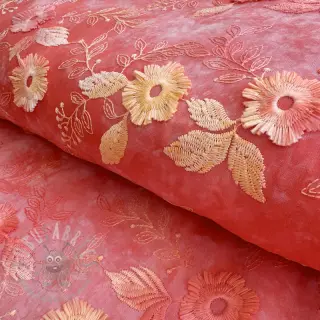 Katoenen stof TIE DYE EMBROIDERY Poppy design K