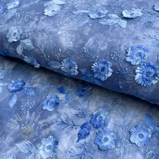 Katoenen stof TIE DYE EMBROIDERY Poppy design L