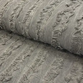 Bavlnená látka s ľanom Vintage Fringe Stripe grey