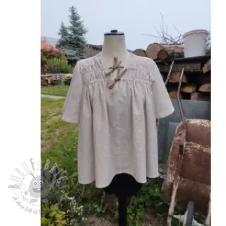 Linnen met katoen Lira medium stripe beige