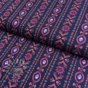 Katoenen stof Motif stripe navy digital print