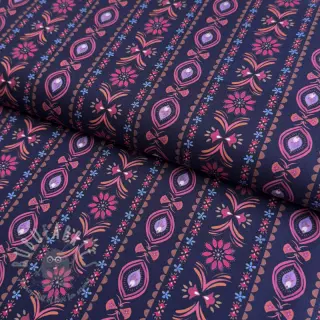 Katoenen stof Motif stripe navy digital print