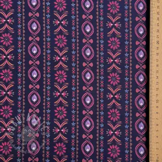 Katoenen stof Motif stripe navy digital print
