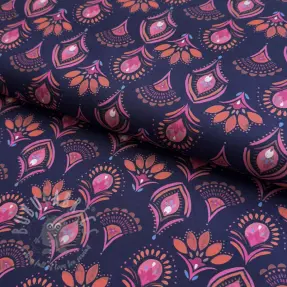 Katoenen stof Motif navy digital print