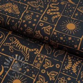 Katoenen stof Boho black