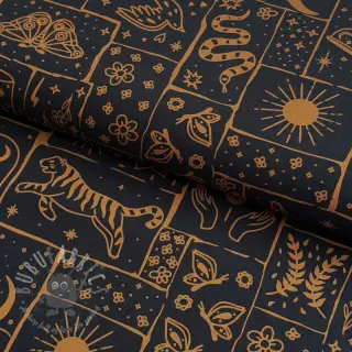 Katoenen stof Boho black