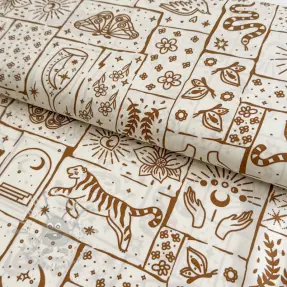Katoenen stof Boho off white
