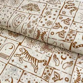 Katoenen stof Boho off white
