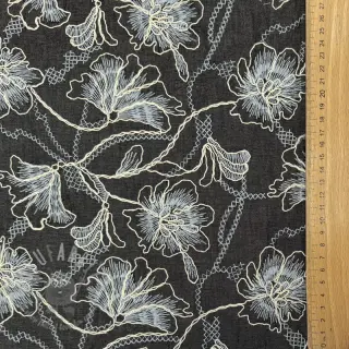 Katoenen stof JEANS EMBROIDERY Lisa design C
