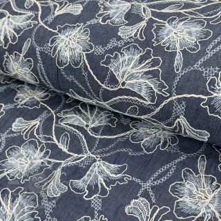 Katoenen stof JEANS EMBROIDERY Lisa design En