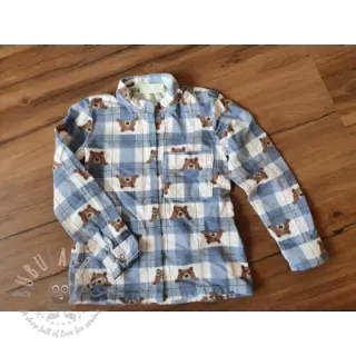 Katoenen stof FLANNEL Bear check jeans
