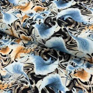 Viscose met linnen Paint chaos design En digital print