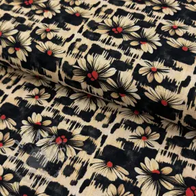 Viscose met linnen Daisy design B digital print