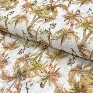 Viscose met linnen Crane bird design En digital print