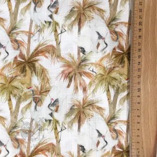 Viscose met linnen Crane bird design A digital print