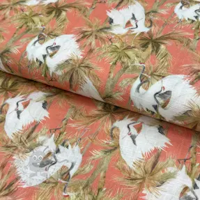 Viscose met linnen Crane bird design B digital print