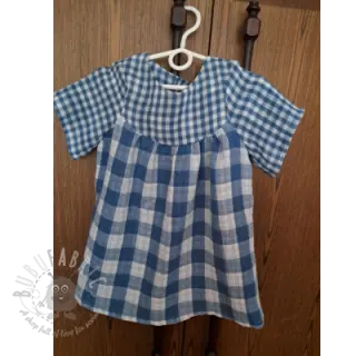 Dubbelgaas/mousseline Double sided CHECKS MINI indigo