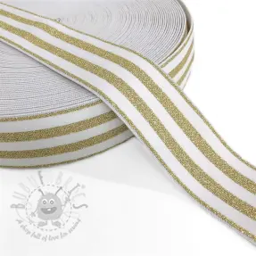 Glad elastiek 4 cm LUREX GOLD off white