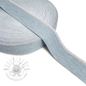Glad elastiek 4 cm JEANS WHITE STRIPE light blue