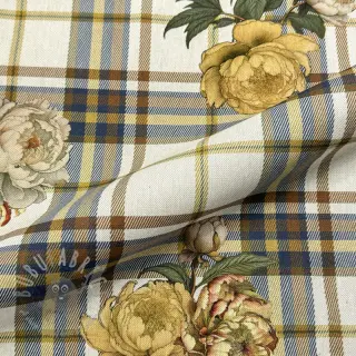 Decoratiestof Linenlook Classic Peony Check digital print