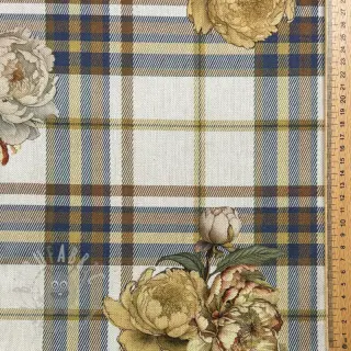 Decoratiestof Linenlook Classic Peony Check digital print
