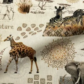 Decoratiestof Linenlook Wildlife Safari Trip digital print