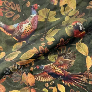 Decoratiestof VELVET Pheasant Forest Leaf