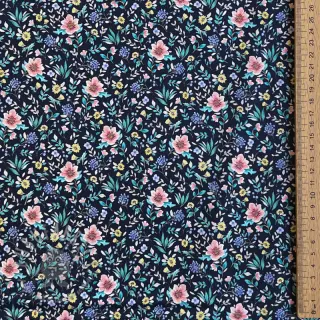 Katoenen stof Flowers Tara navy design B digital print