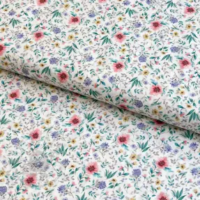 Katoenen stof Flowers Tara off white design B digital print