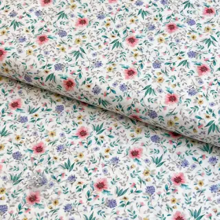 Katoenen stof Flowers Tara off white design B digital print
