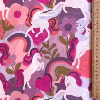Bavlnená látka Unicorns mauve digital print