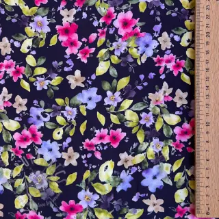 Viscose RADIANCE Flower Uma navy digital print