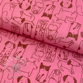 Katoenen stof FLANNEL Dogs pink