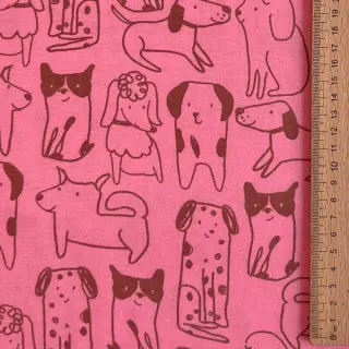 Bavlnená látka FLANNEL Dogs pink