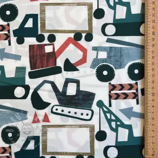 Katoenen stof Vehicles off white digital print