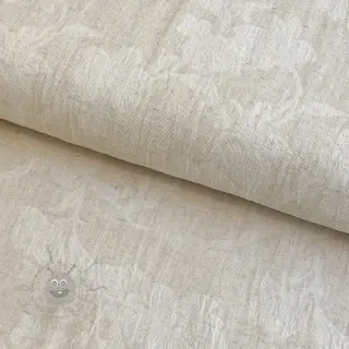 Katoenen stof met linnen JACQUARD Flowers natural