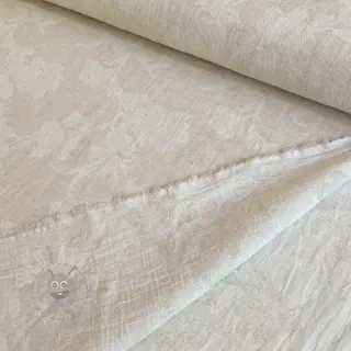 Katoenen stof met linnen JACQUARD Flowers natural