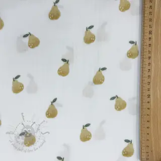 Dubbelgaas/mousseline Pears design En digital print