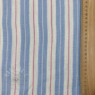Dvojitá gázovina/mušelín YARN DYED Line blue