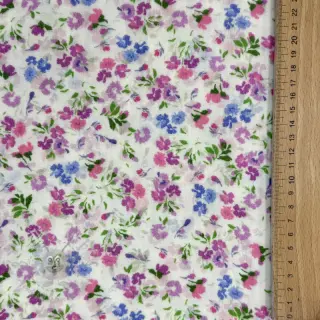 Dubbelgaas/mousseline Flower Michaela off white digital print