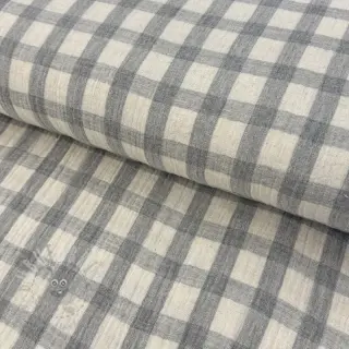 Dubbelgaas/mousseline LINEN YARN DYED Checks grey natural