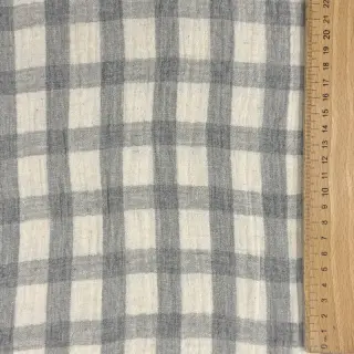 Dvojitá gázovina/mušelín LINEN YARN DYED Checks grey natural