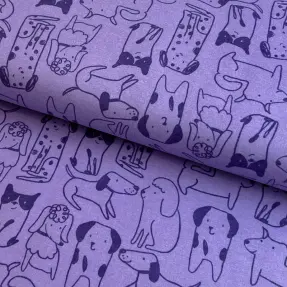 Bavlnená látka FLANNEL Dogs purple